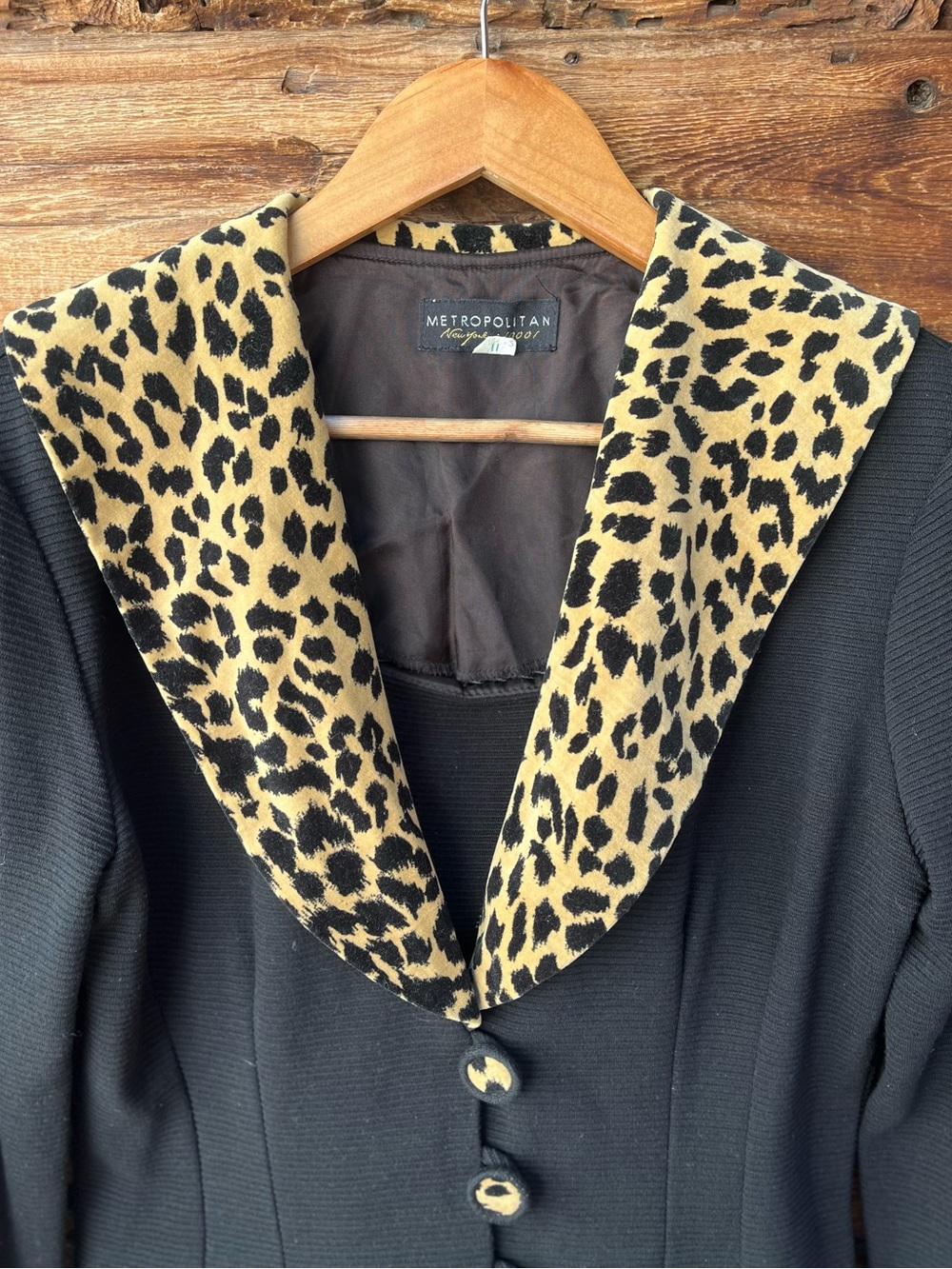 METROPOLITAN | Vintage 90s Y2K Leopard Black Pencil Skirt & Jacket Set 12 - Picture 3 of 12